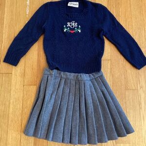 Girls knit waves sweater and homemade skirt!